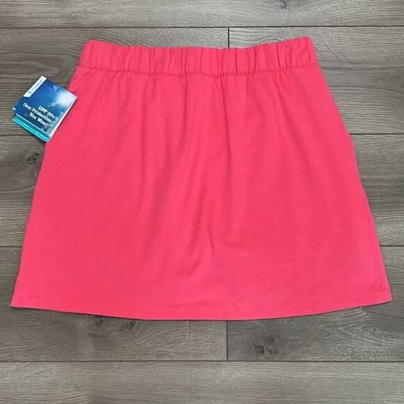 Coolibar 18” Plaka Knit Mid Rise Pink Active Skirt Skort UPF Size Large - Picture 3 of 14